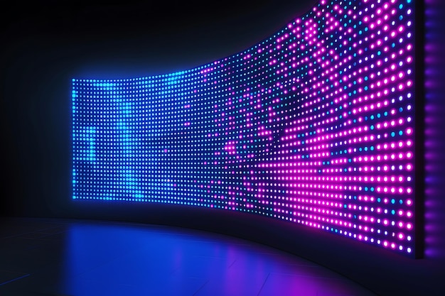 a colorful led light with a blue and purple background