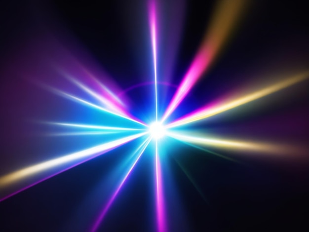 Colorful Lens flare light pattern black background light effect