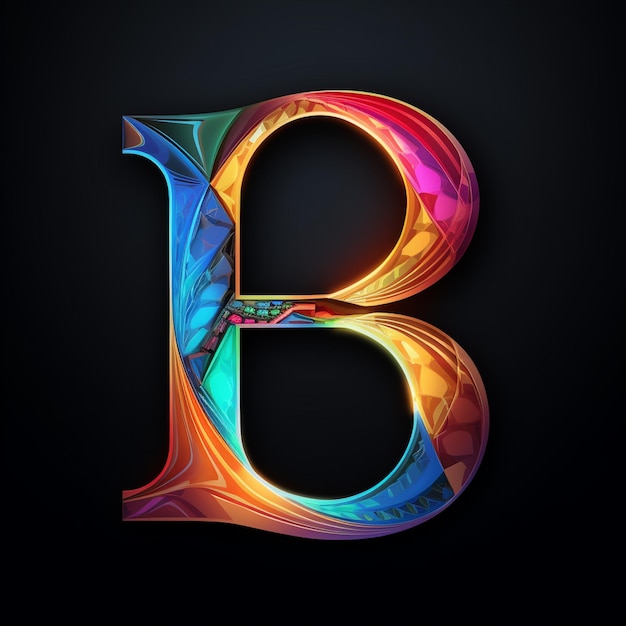 A colorful letter b is on a black background.