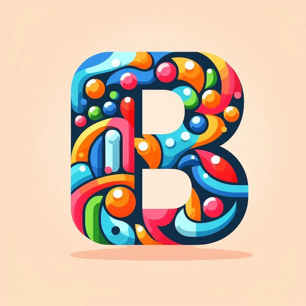 Photo a colorful letter b is drawn in a circle with colorful bubbles