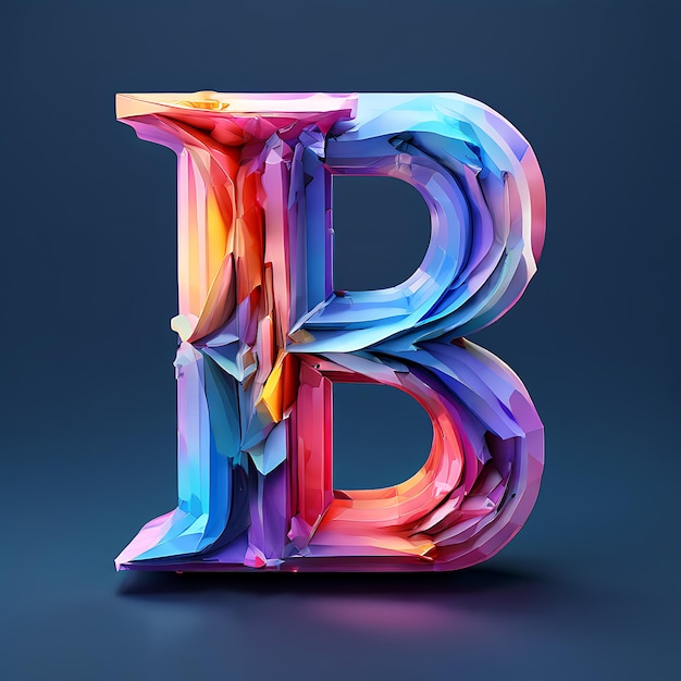 a colorful letter b made of colored glass