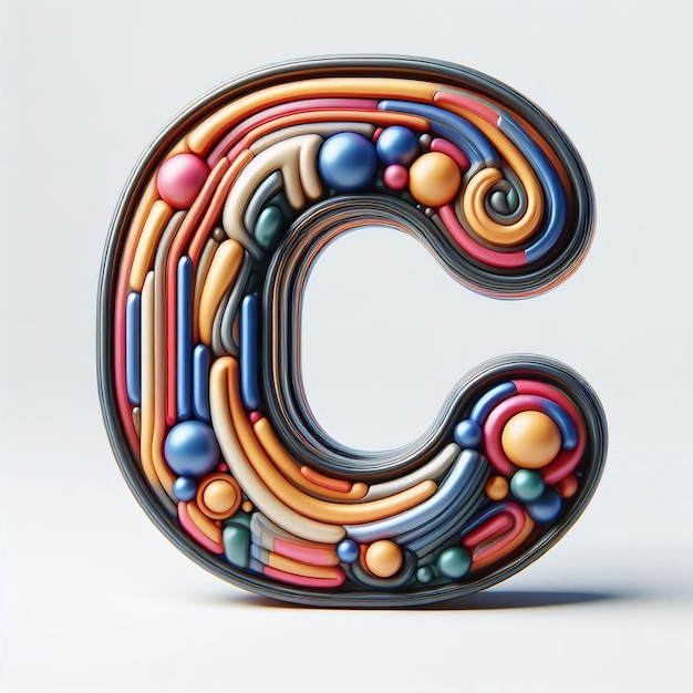 Photo a colorful letter c is painted in colorful colors