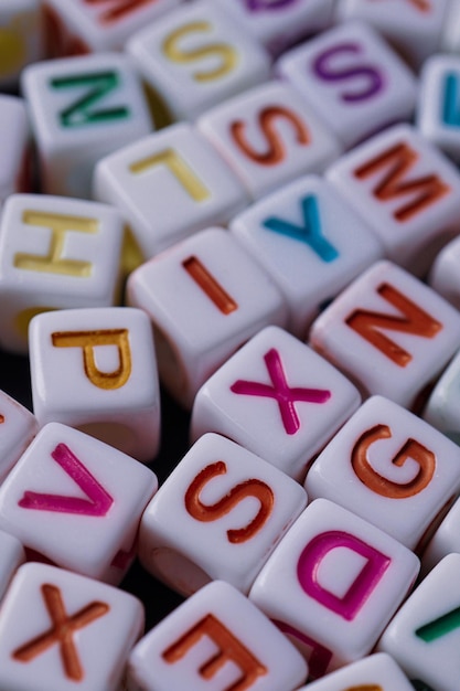 Photo colorful letter cubes toy and education