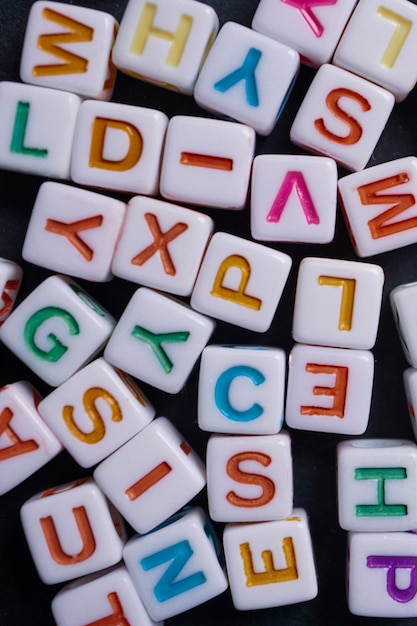 Photo colorful letter cubes toy and education