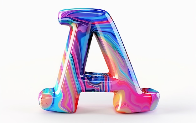 Photo a colorful letter a is made of glass