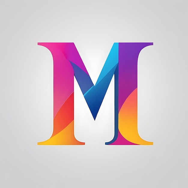 a colorful letter m is shown with a rainbow colored background