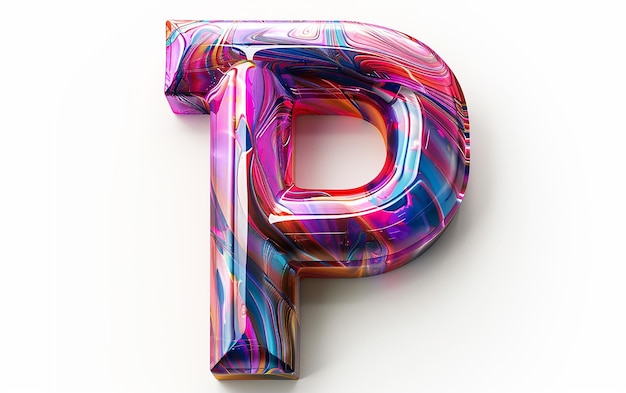 a colorful letter p is painted with colorful lines