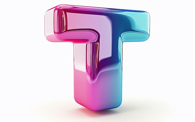 Photo a colorful letter t made by a colorful glass