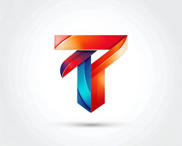 a colorful letter t that is on a white background