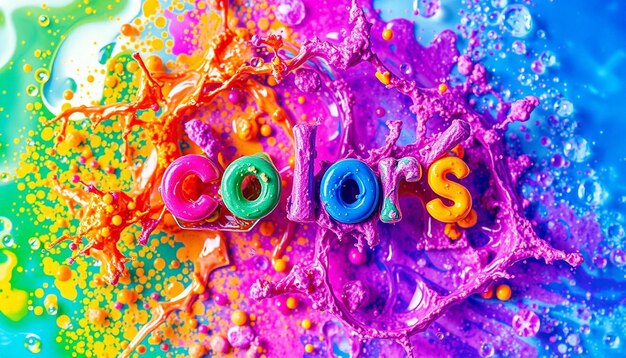 Photo colorful letters that say color on a colorful background