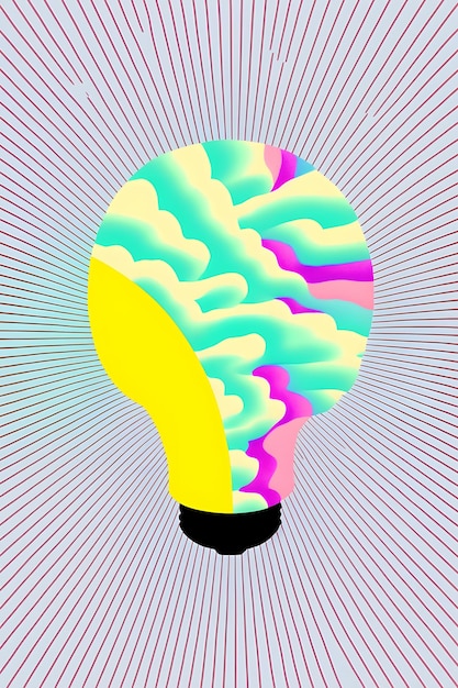 A colorful light bulb with the word light on it.