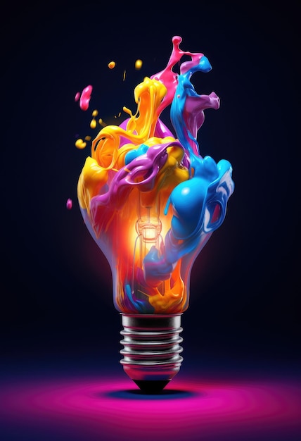 A colorful light bulb with the word light on it