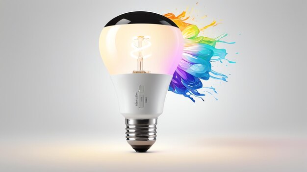 Photo a colorful light bulb