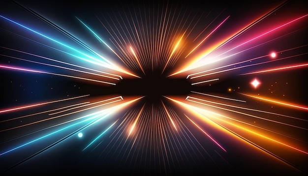 A colorful light burst with a black background