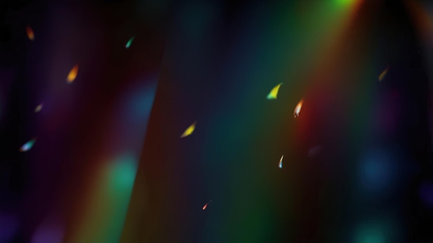 Photo colorful light flares of rainbow rays on black abstract overlay