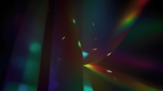 Photo colorful light flares of rainbow rays on black abstract overlay