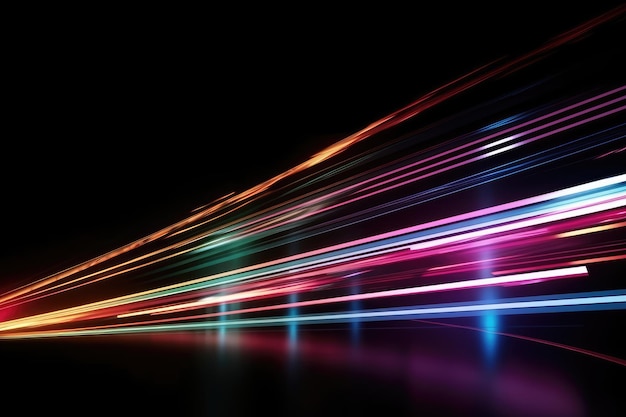 Colorful light trails with motion effect Illustration generated by AI