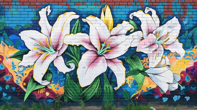 Photo colorful lily flowers mural