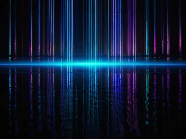 a colorful line of light is reflected on a water surface