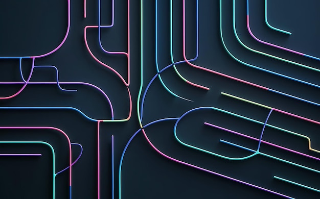 Photo a colorful line of neon lights is shown on a black background