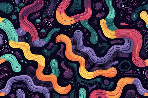 colorful lines on a black background