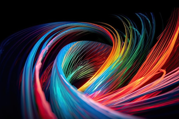 Colorful lines on a black background