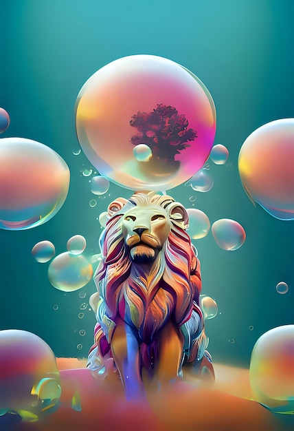 colorful lion art picture bubble