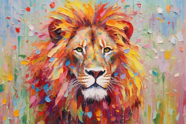 Colorful lion painting