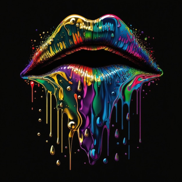 A colorful lips with the word lip on it