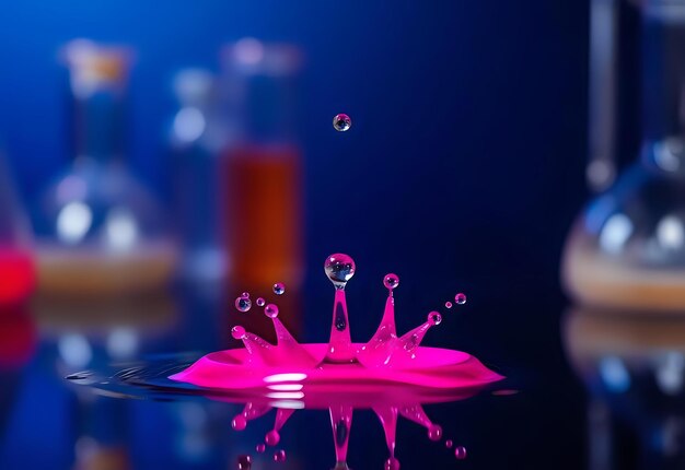 Photo colorful liquid droplets forming on black surface and dropping