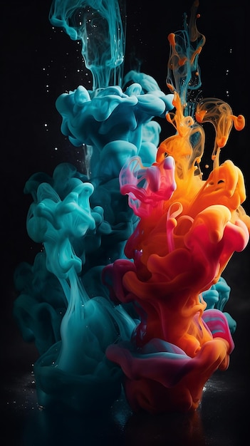 A colorful liquid is being poured into a glass.