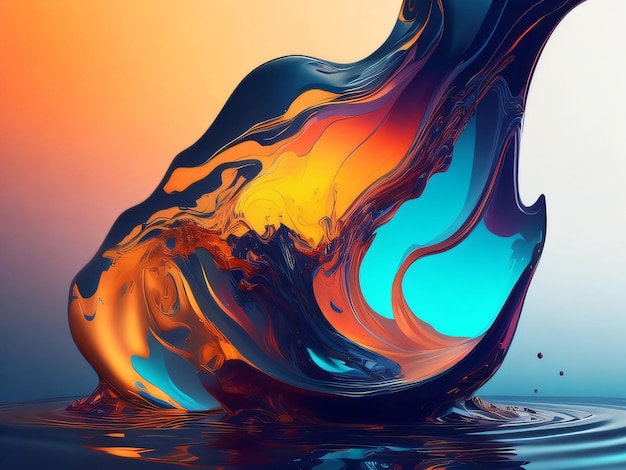 A colorful liquid is floating in the water.