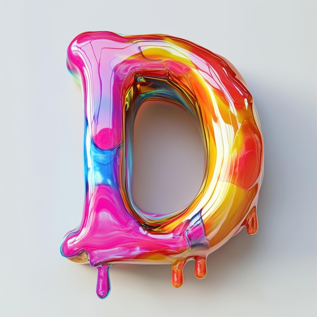 Photo colorful liquid letter d with glossy finish and vibrant hues