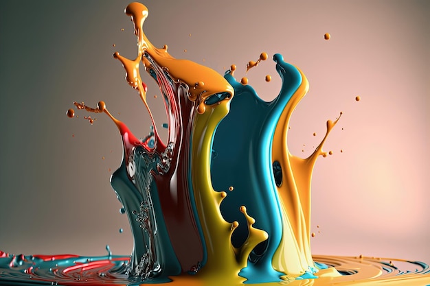 Colorful liquid paint splash abstract background copy space