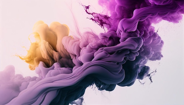 Colorful liquid smoke in vibrant alchogol ink in water white abstract background Generative AI