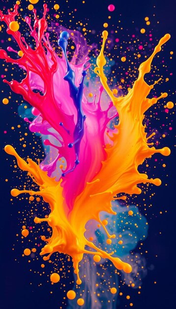 Colorful liquid splash against black background