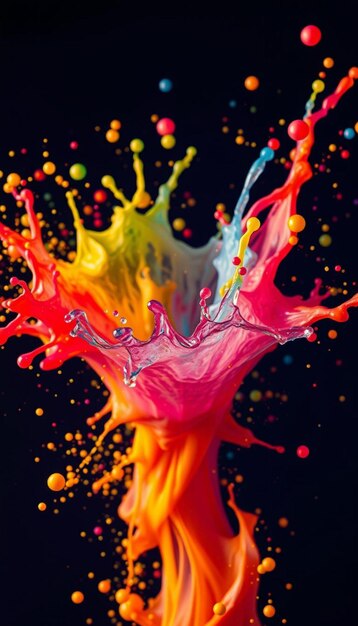 Colorful liquid splash against black background