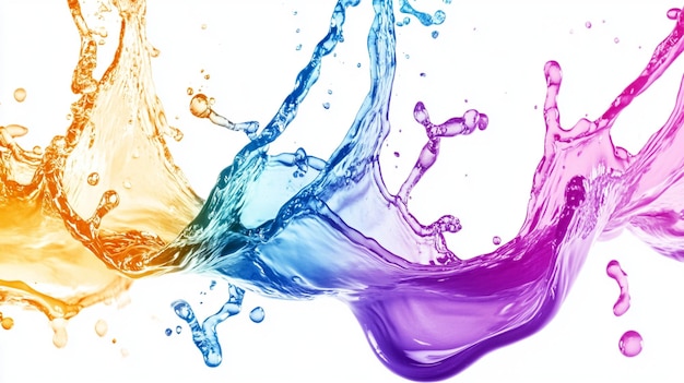 Photo colorful liquid splashes in dynamic shapes