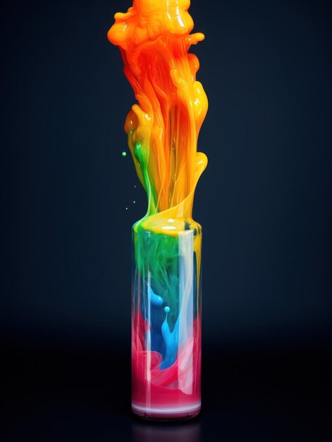 a colorful liquid in a tube