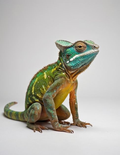 a colorful lizard with a green head and tail