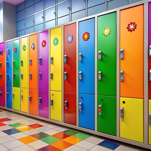 Photo a colorful locker with a colorful pattern on the bottom