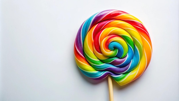 a colorful lollipop on a stick is on a white background