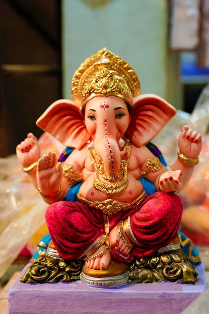 Colorful Lord Ganesha statue or sculpture for lord ganesha festival