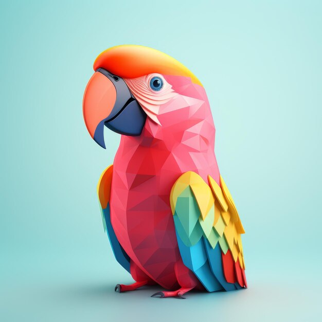 Photo colorful low poly parrot in john wilhelm style