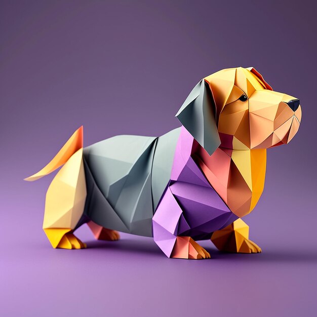 Colorful low polygon geometric dog animal AI Generated