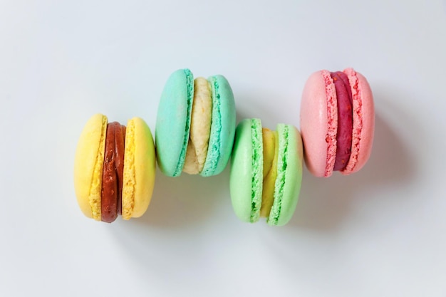 Colorful macaron on white background