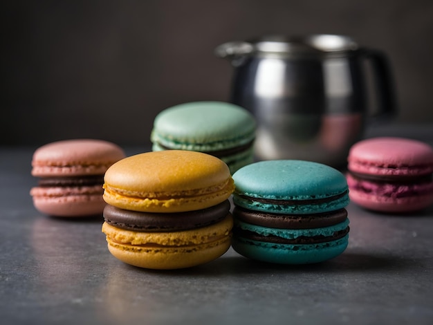 Colorful macaron with a smooth surface and a creamy filling perfect for a sweet treat