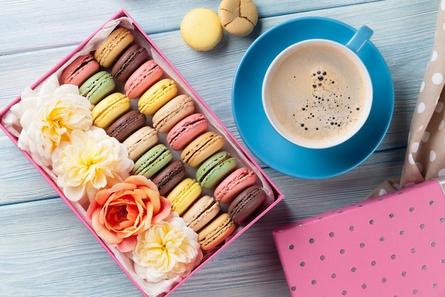 Colorful macaroons coffee Sweet macarons