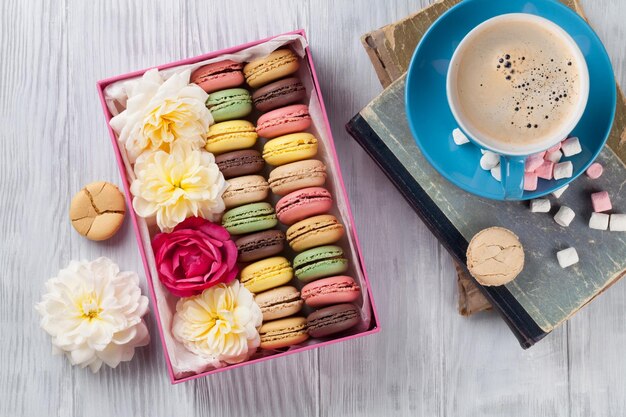 Colorful macaroons coffee Sweet macarons