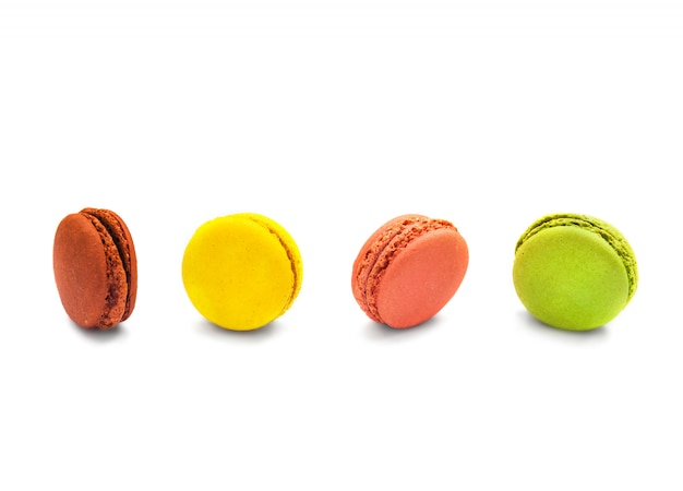 Colorful macaroons isolate on white.